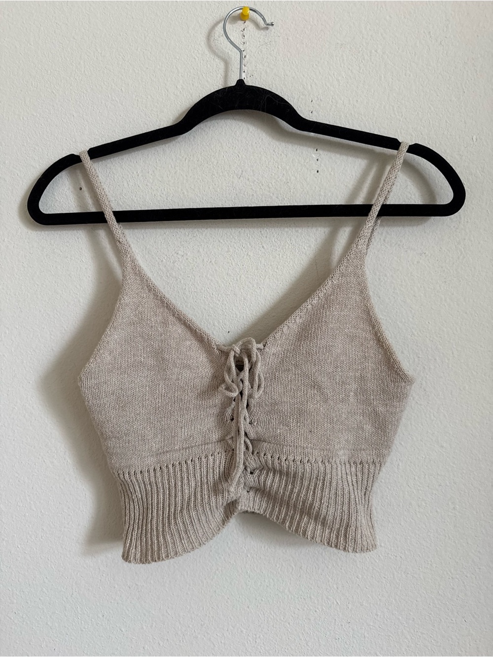 Reformation cream knit lace up cami tank top size M